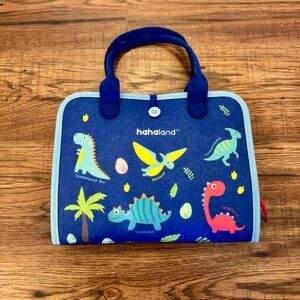 Dinosaur Felt Velcro Blue Busy Book Motor Skills Time Shapes Colors Alphabet